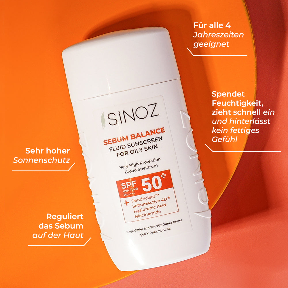 Sinoz Sebum Balance Flüssiges Sonnenschutz für ölige Haut SPF50+P ++++ (50 ml)