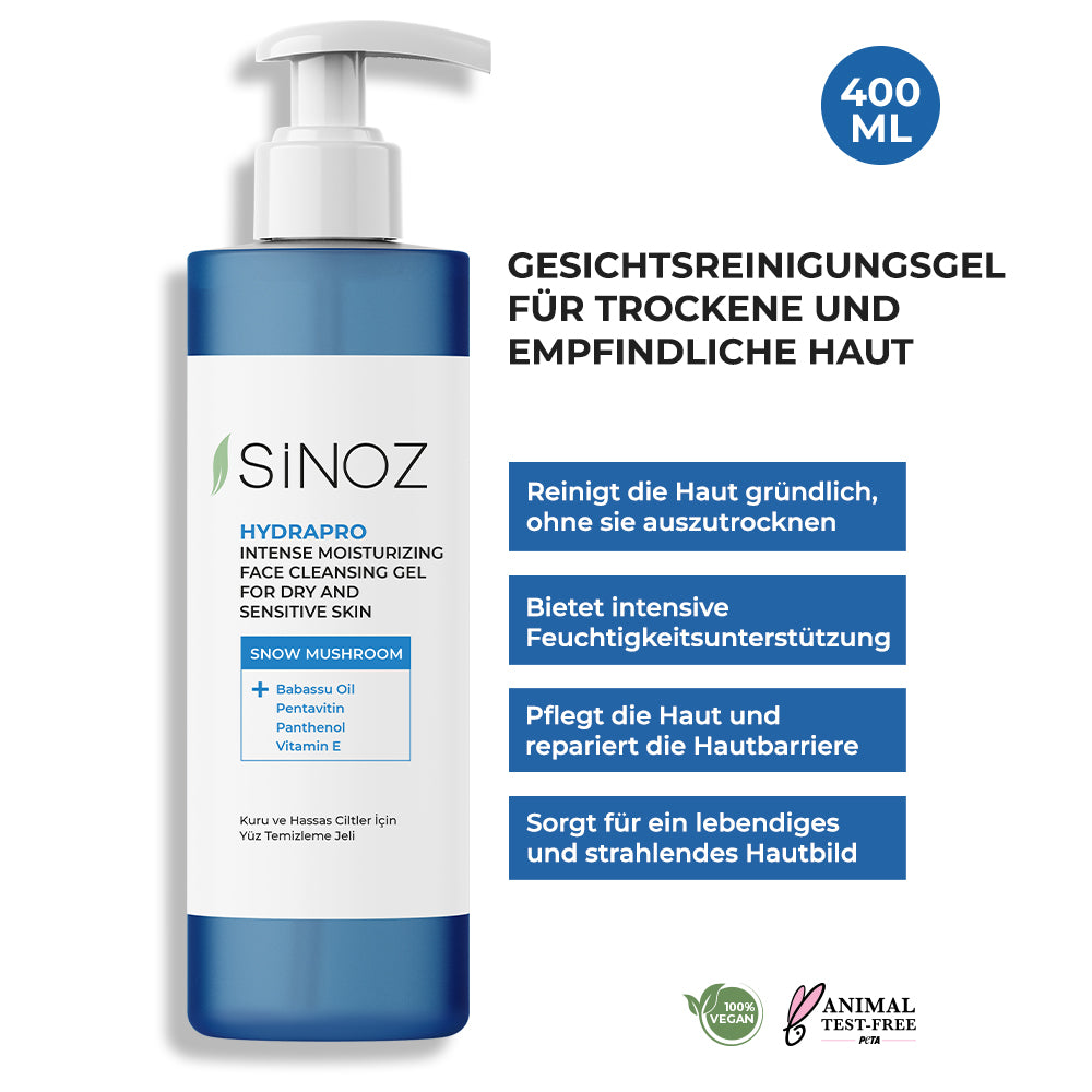 Sinoz Hydrapro Facial Cleansing Gel For Dry And Sensitive Skin 400ml – Cozy and Hydrating