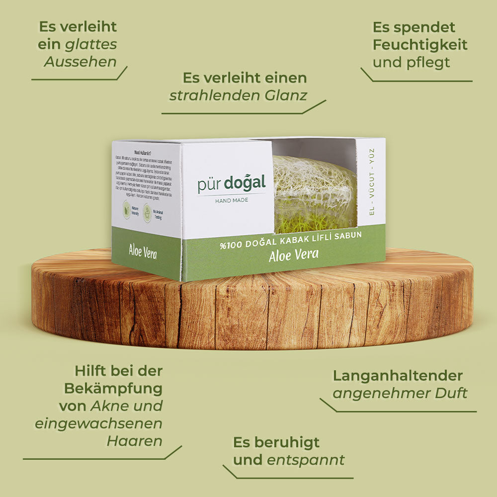Pür Doğal 100% Natural Luffa Fiber Soap with Aloe Vera 130gr