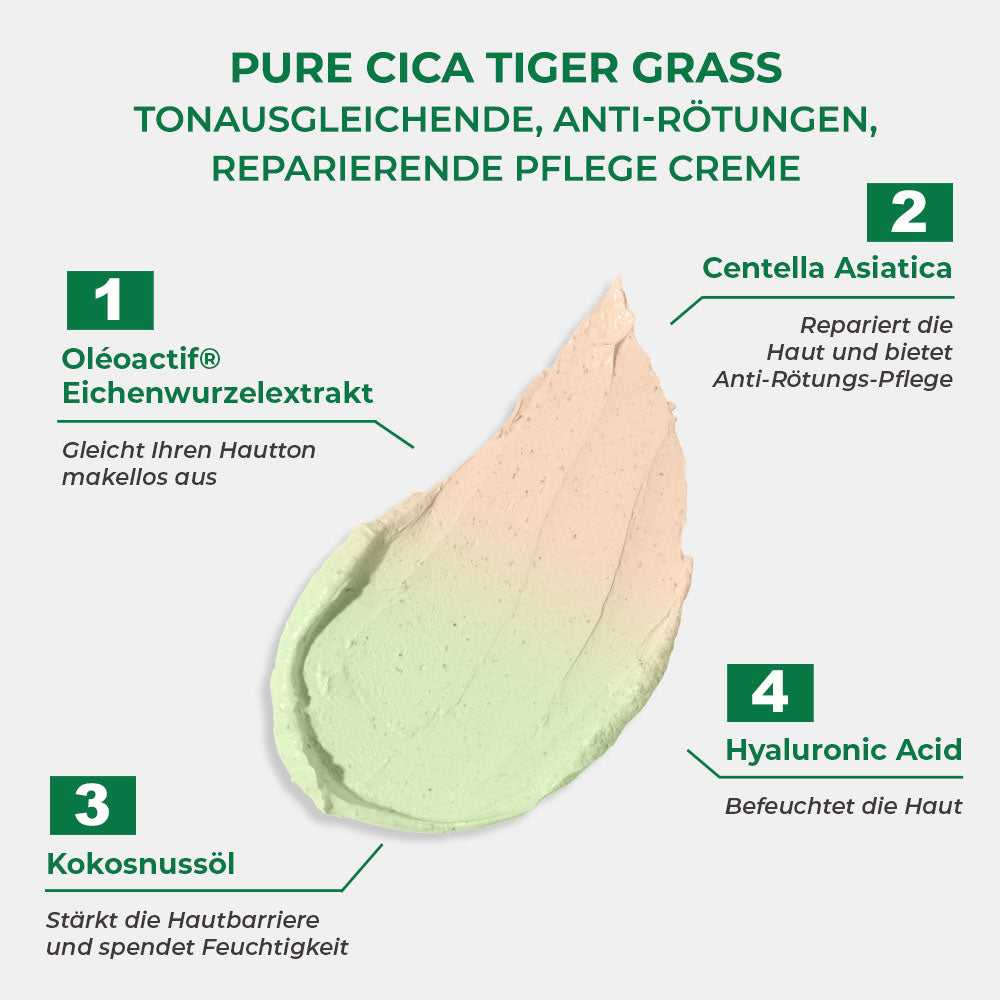 Sinoz Pure Cica Tiger Gras -Ton ausbalancieren Creme 15ml