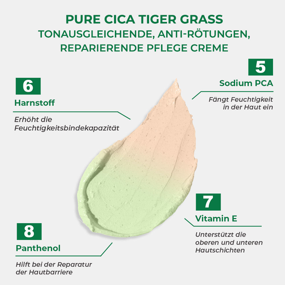 Sinoz Pure Cica Tiger Gras -Ton ausbalancieren Creme 15ml