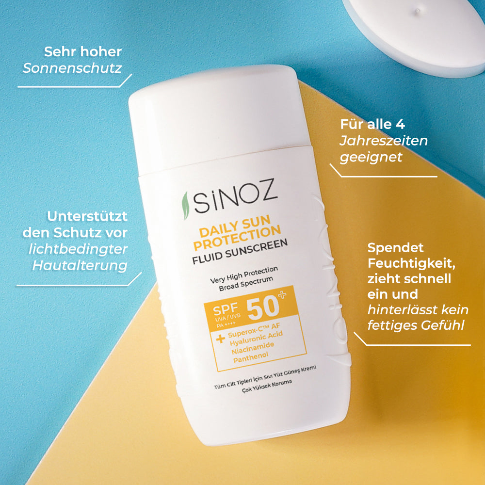 The Bath Factory Sinoz Daily Liquid Sunscreen for all skin types SPF50+ P++++ (50ml) – Rejuvenating and Luxurious